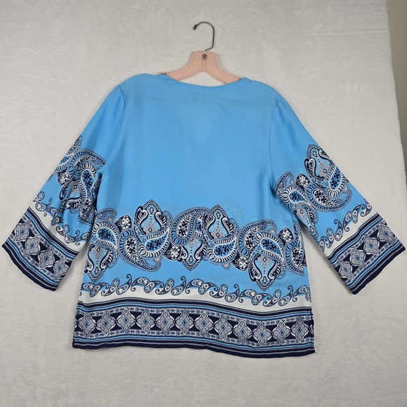 Saint Tropez West Blue Paisley Pattern Tunic Top Women's Size Medium - Picture 6 of 6